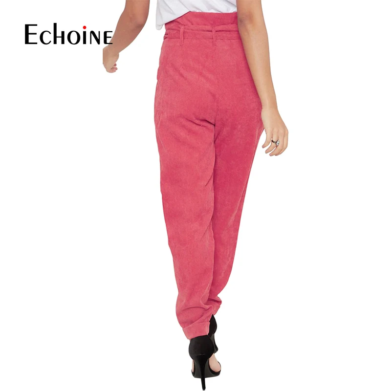 Модные осенне зимние женские вельветовые брюки 2019 одноцветные повседневные