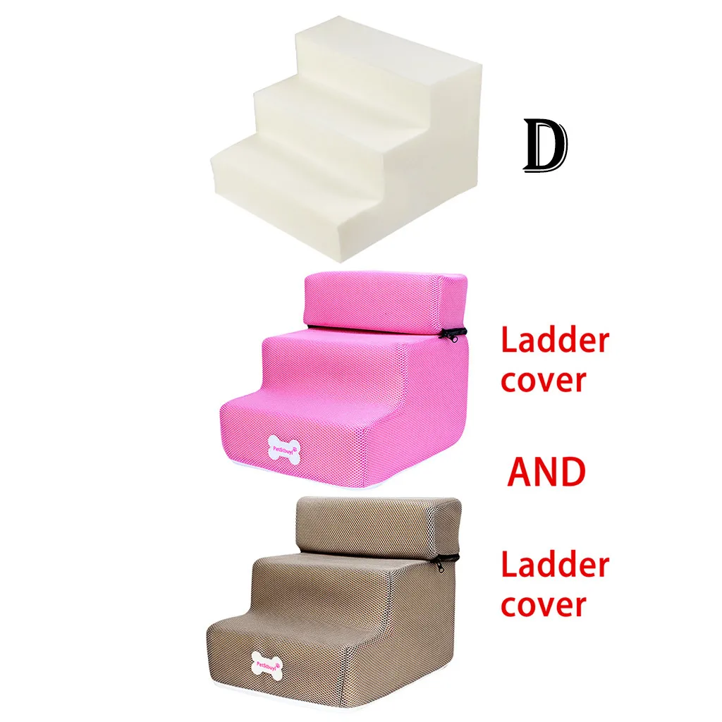 

New 3 Steps Mesh Pet Non-slip Bottom Stairs And Ladder Cover Combination For Small Dogs Old Dog Cats Cushion Mat Pink 19Dec25