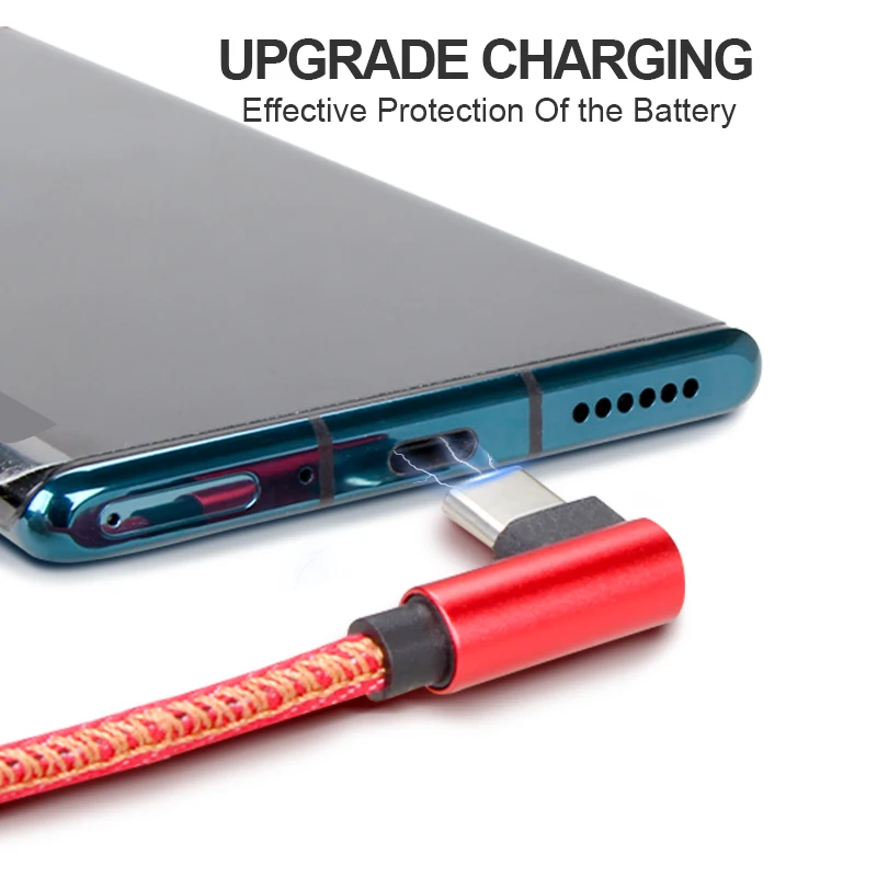VLAMPO 1 м 2 м 90 градусов зарядный кабель зарядное устройство Micro usb type-C Быстрая зарядка для samsung Galaxy HUAWEI XIAOMI type-c кабель для передачи данных