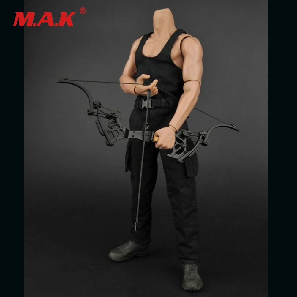 Новинка 1/6 мужской черный жилет и боевые брюки масштаб 1:6 набор с луком стрелками +