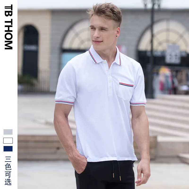 

TB THOM 2021 men's summer polo shirts with pocket short sleeve smart casual polo shirts men dyed cotton polo shirts for male