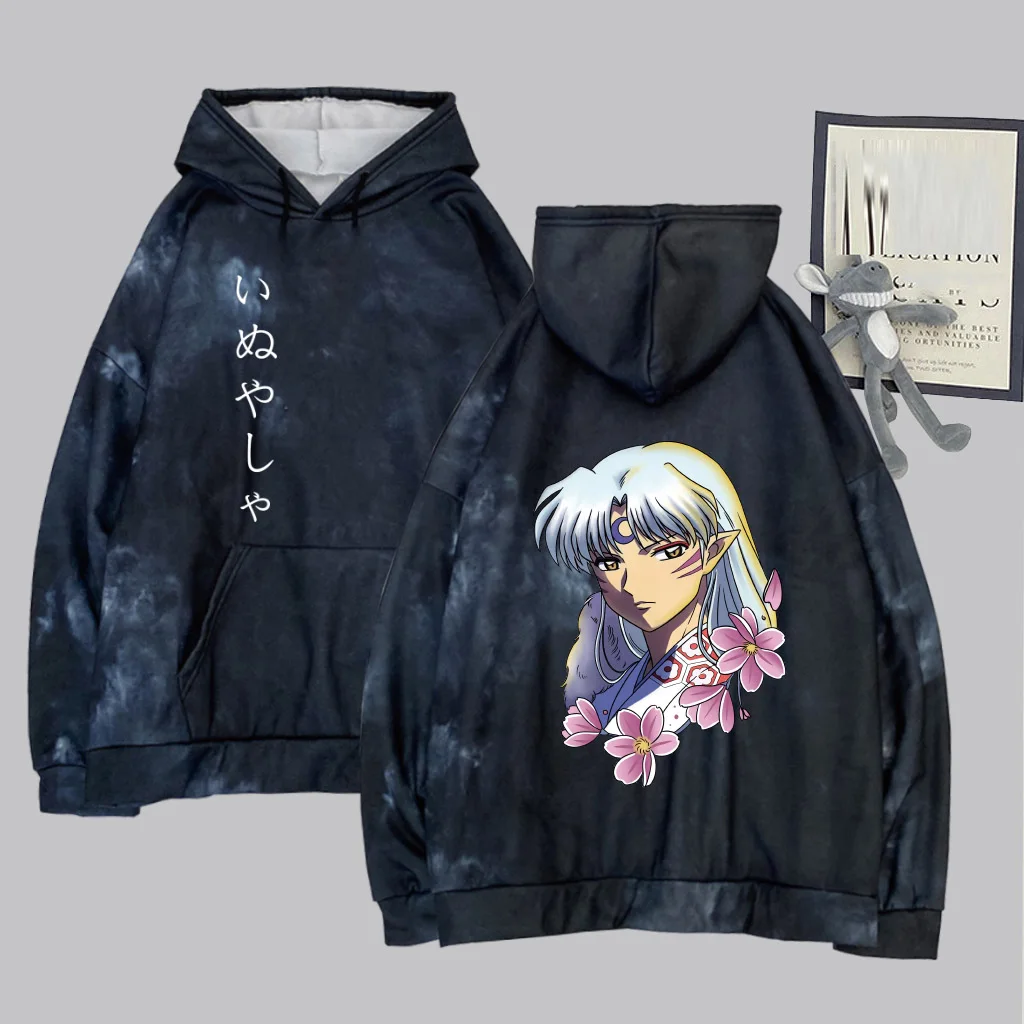 

Anime Hoodie InuYasha Tie-dye Double-sided Pullovers Tops Long Sleeve