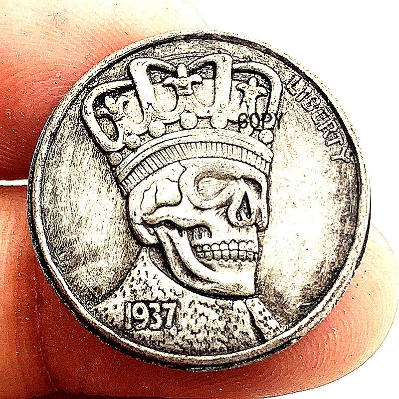 

1937 Hobo Nickel Skull King Pattern Collection Antique Buffalo Coin Imitation Coin Collectible Commemorative Coin