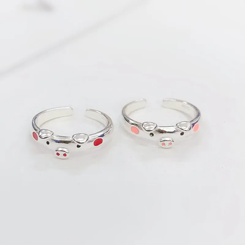 Кольцо в виде свиньи с розовой эмалью кольцо популярное для влюбленных