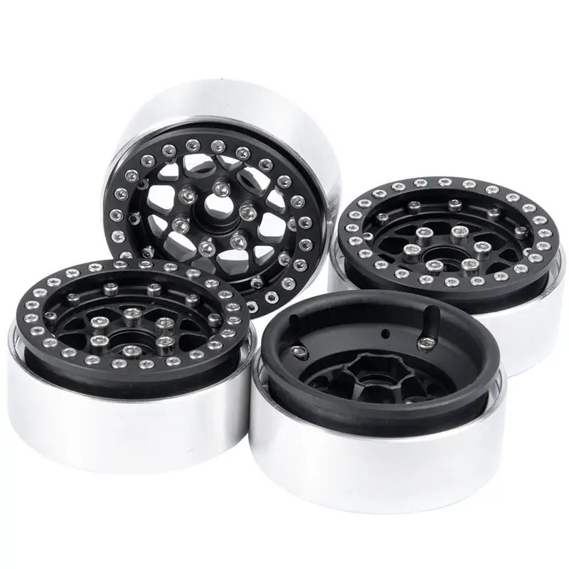 black 4pcs YEAHRUN 1/4 шт. Алюминий бисером 1,9 дймов обод колеса для 1:10 SCX10 D90 призрак TRX4 CC01 на гусеничном ходу - Цвет: black 4pcs