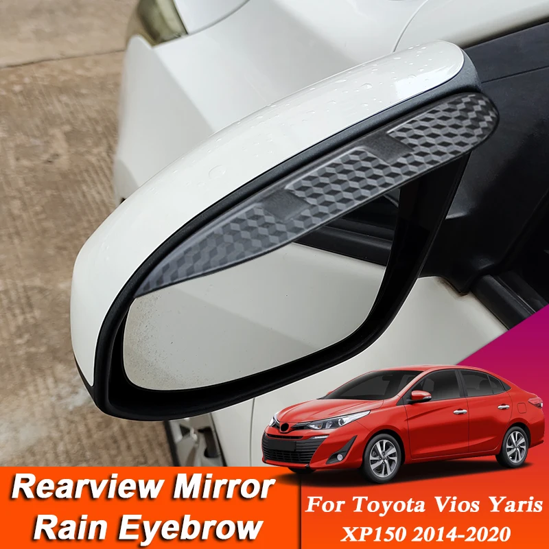 

Car-styling For Toyota Vios Yaris XP150 2014-2020 Carbon Fiber Rearview Mirror Eyebrow Rain Shield Anti-rain Visor Accessories
