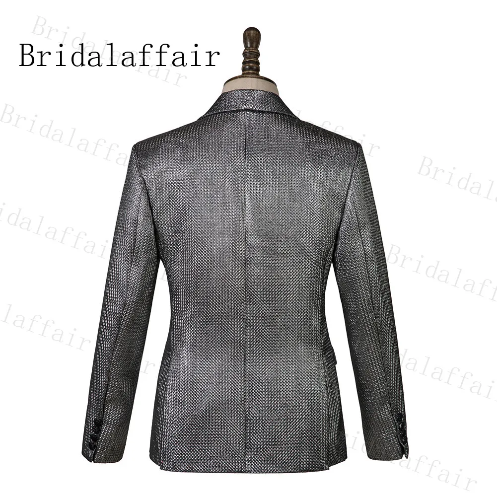 Bridalaffair современный металлический стиль мужские смокинги черный пятнистый пик