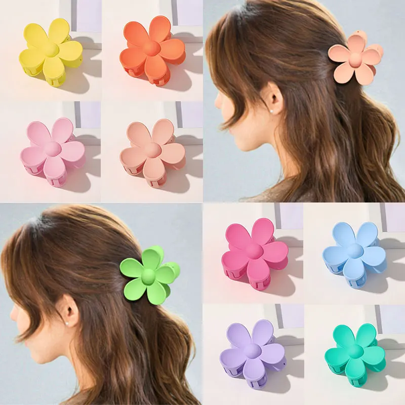 

Fashion Korean Hair Claws Women Candy Colors Hair Crab Clamps Hairdress Solid Hairpins Flower Shaped Hair Accessories Headwear