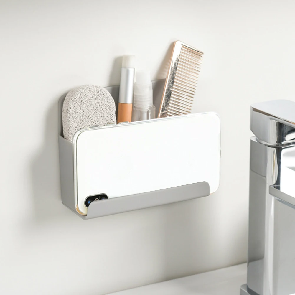 

Phone Charging Box Wall Mount Bracket Stand TV Remote Control Cable Plug Holder Shelf Multifunction Organizer Mounted Mobile