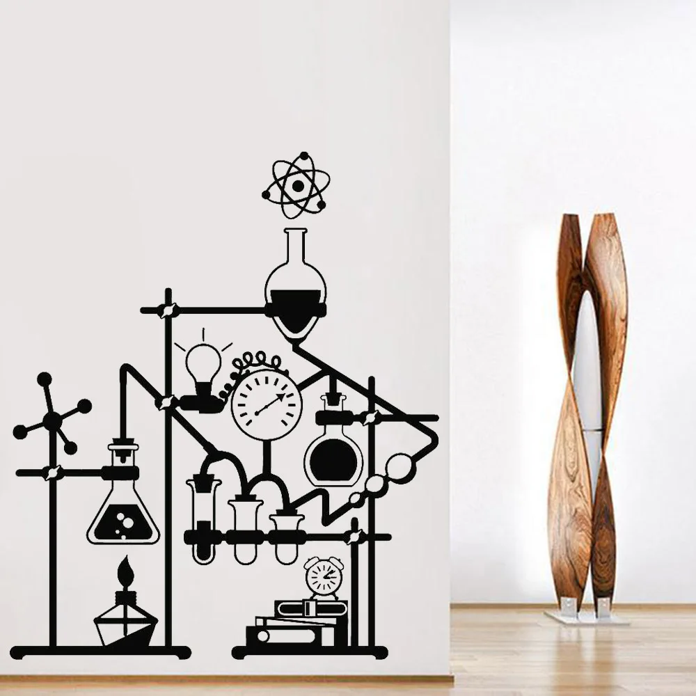 

Science Vinyl Wall Decal Living Room Chemical Laboratory Wall Stickers for Chemistry School Room Decoration Removable W148