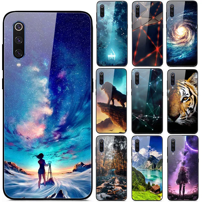 Чехол из закаленного стекла для Xiaomi MI 9 SE CC9 A3 задняя Жесткая крышка Mi se cc9e a3 lite
