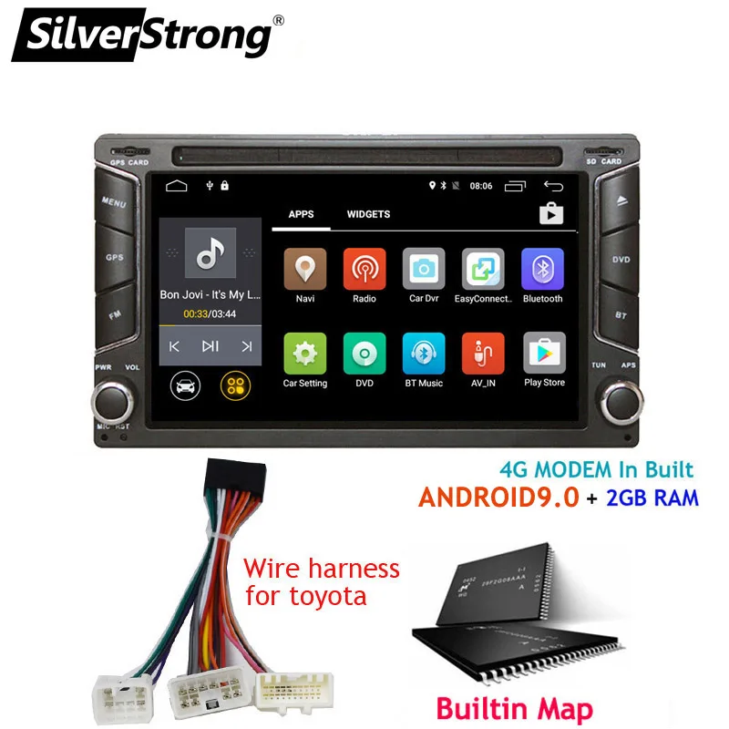 6258 Wire for TOYOTA SilverStrong Android9.0 2Din автомобильный DVD 4G модем 2Din радио универсальный автомобильный стерео двойной Din gps автомобильный android радио 6258 - Цвет: 6258 Wire for TOYOTA