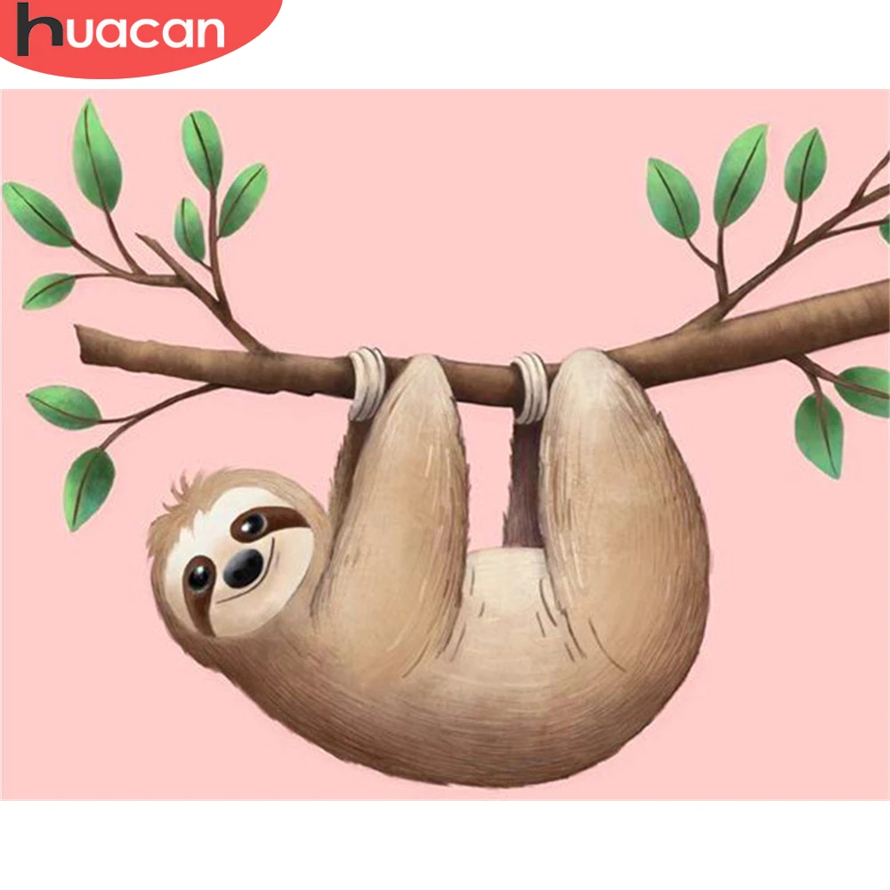 

HUACAN Painting By Number Sloth Animal Wall Art DIY Frame Pictures By Numbers Tree Acrylic Canvas Home Decoration 40x50cm