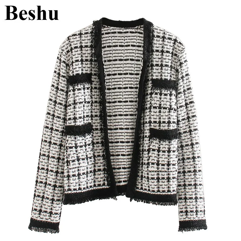 Za 2020 Модный женский свитер твиловый мягкий твидовый клетчатый с несколькими