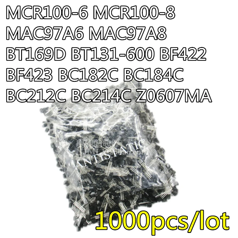 1000 шт./лот MCR100-6 MAC97A6 MAC97A8 BT169D MCR100-8 BF422 BF423 BC182C BC184C BC212C BC214C Z0607MA triode TO-92 | Электронные