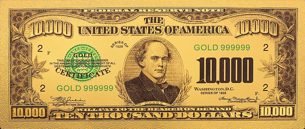 Коллекционная памятная монета 10000 доллара США банкнота 24k позолоченная