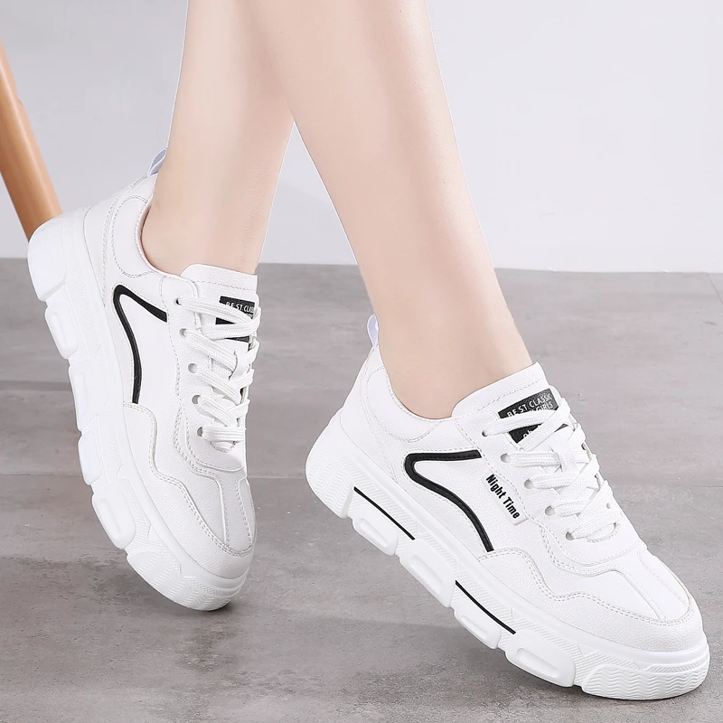 

Туфли женские кожаные на плоской подошве, люксовые повседневные Нескользящие кроссовки, белые, на осень