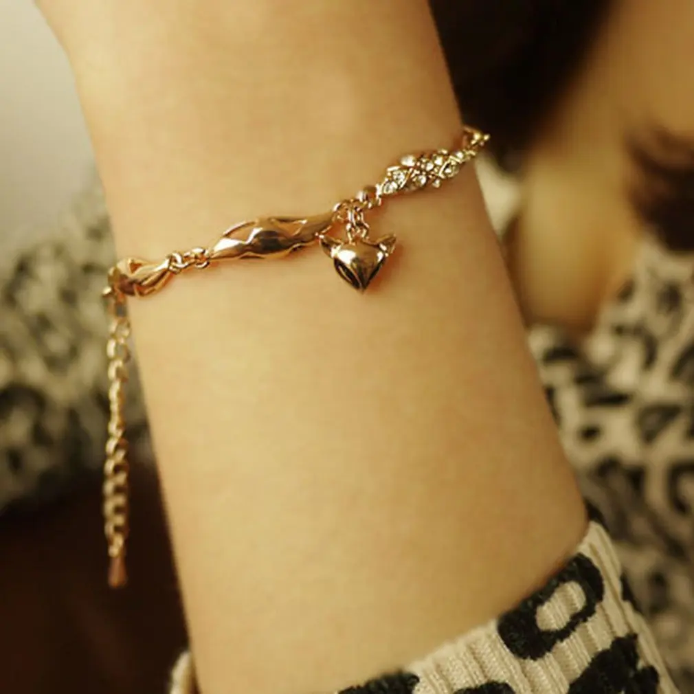 Модный алмазный стеганый маленький браслет лисы горный хрусталь Винтажные