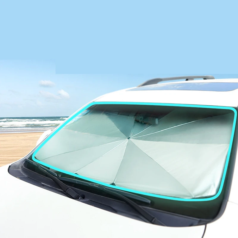 

Car sunshade Front windshield telescopic parasol sunscreen Easy to store heat insulation Titanium silver glue car window shade