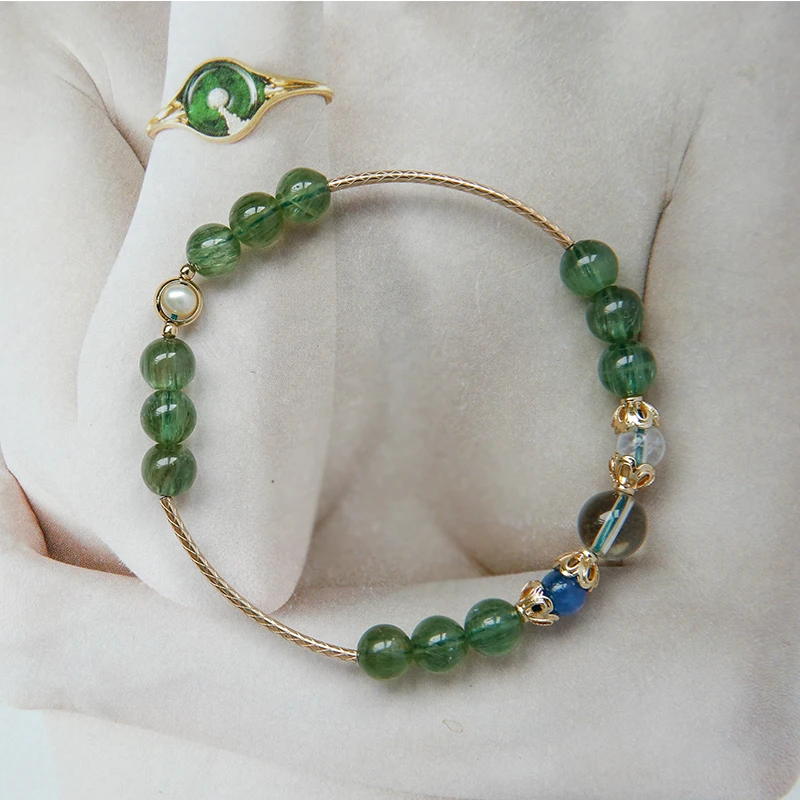 bead bracelet for women's fortune natural crystal small group design Antique pure silver student constellation Bracelet | Украшения и