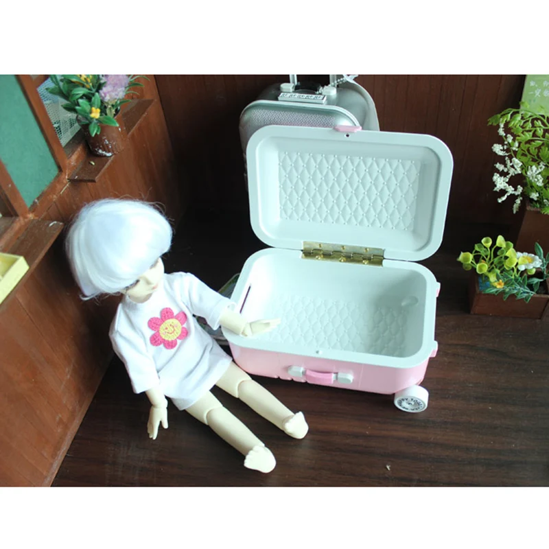 

Bybrana 1/4 1/6 BJD Dolls Can Be Used Suitcases Luggage Suitcases Pink Silver Grey Furniture Props