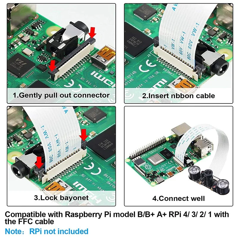 

2 Sets for Raspberry PI Camera Module 5MP OV5647 1080P Video Webcam Sensor Infrared Night Vision Camera Module