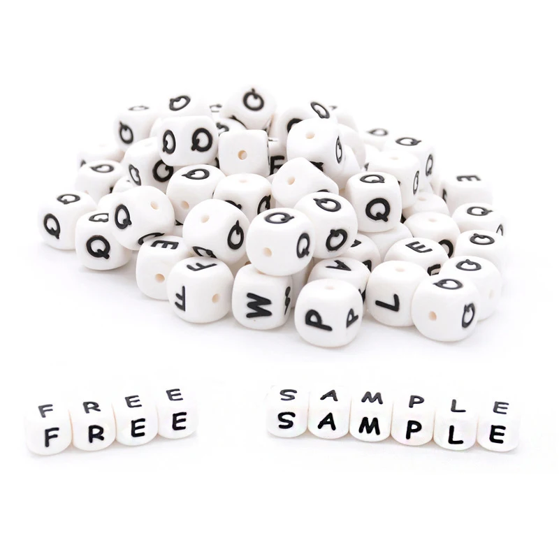 

100pcs 12mm Letter Silicone Beads English Alphabe Beads Food Grade Silicone Chewing Beads DIY Baby Teething Toys Pendant