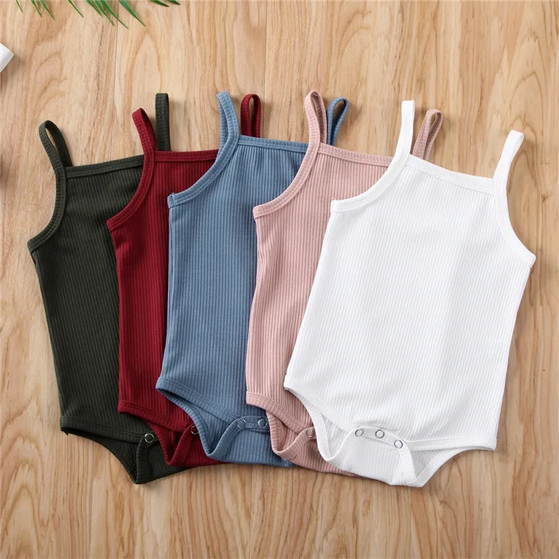 

0-18M Newborn Kid Baby Boy Girl Clothes Summer Sleeveless Casual Plain Sling Romper Cute lovely Sweet Sunsuit New born Outfit