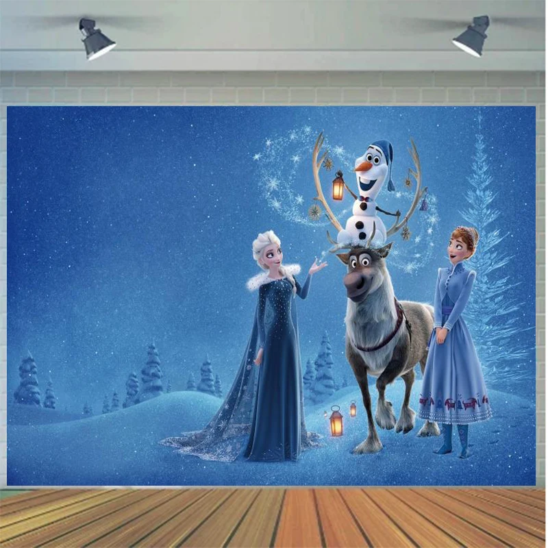 

Cartoon Snow Princess Photography Background Backdrop Baby Birthday Party Decoration Theatre Photocall Photo Shoot Studio Props