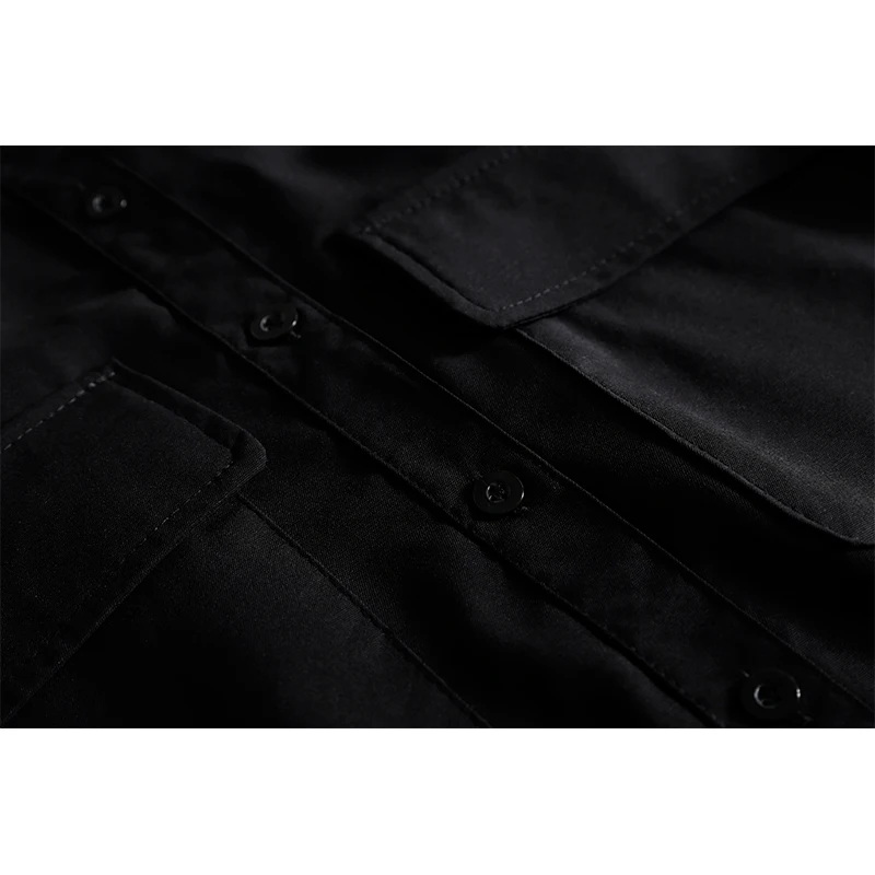 2019 летние новые стильные женские блузки и рубашки все черный Двойные Карманы