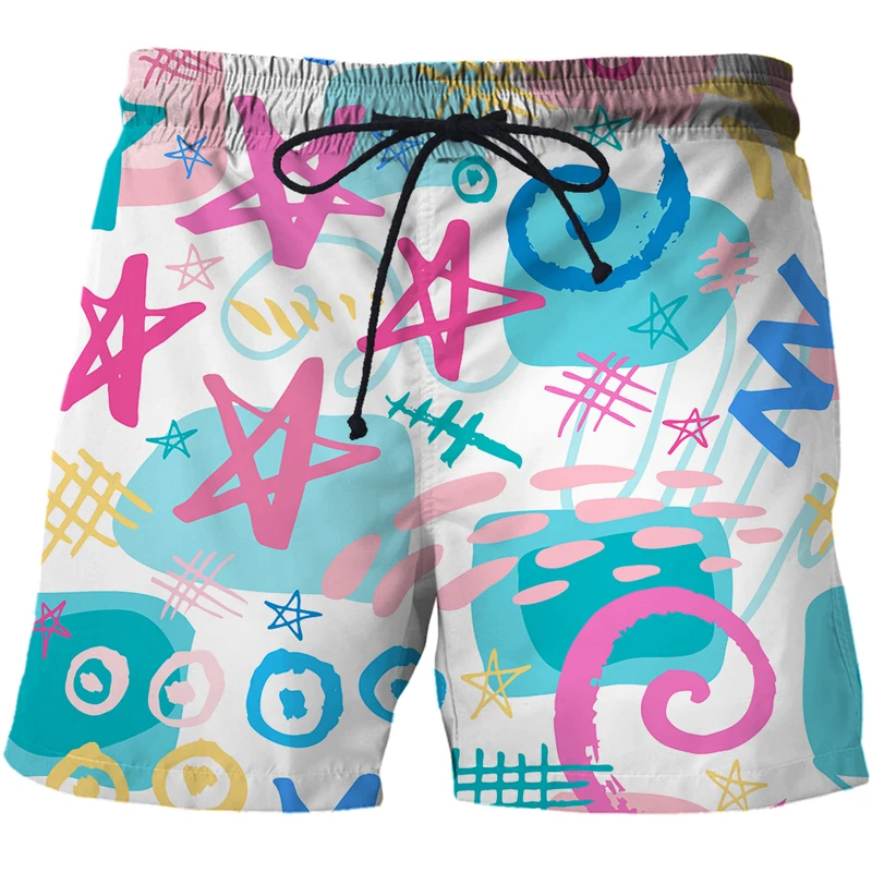 New Arrival Shorts Abstract graffiti pattern 3d print beach pants summer swimwear men short Quick-drying Mens Swim Beach Shorts