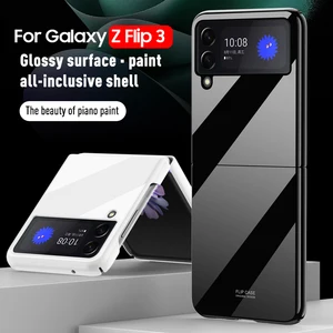 for samsung galaxy z flip 3 5g case ultra thin plating glossy surface pc hard shockproof back cover for samsung z flip3 cases free global shipping