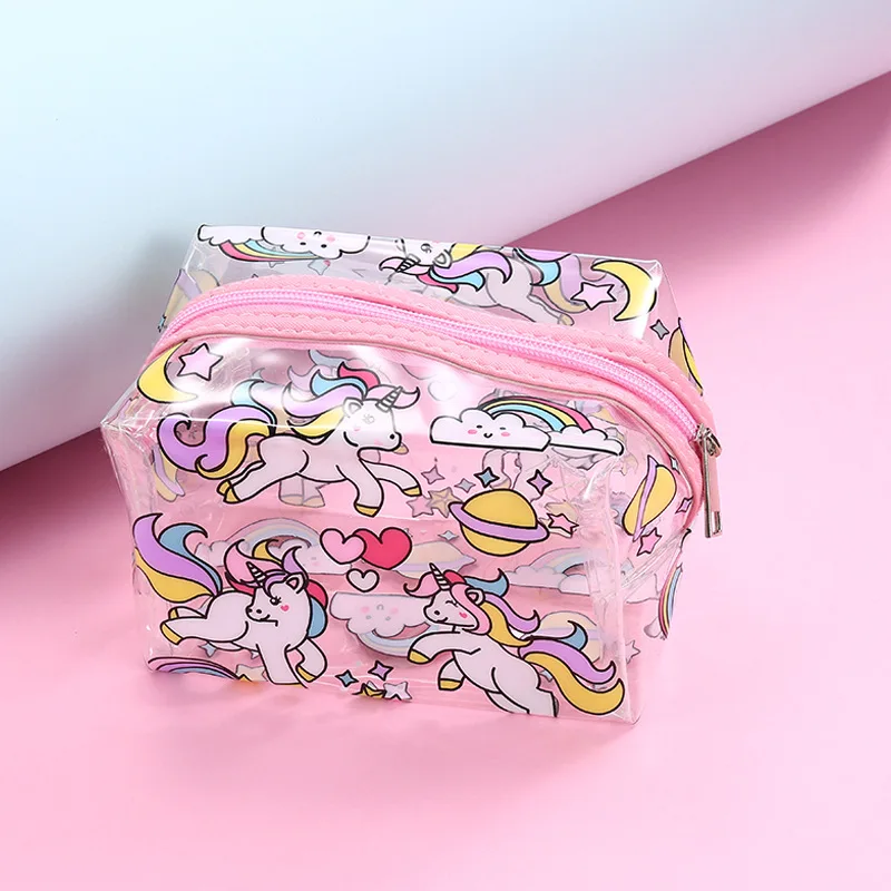 Единорог ПВХ косметичка водонепроницаемый милый прозрачный пластиковый