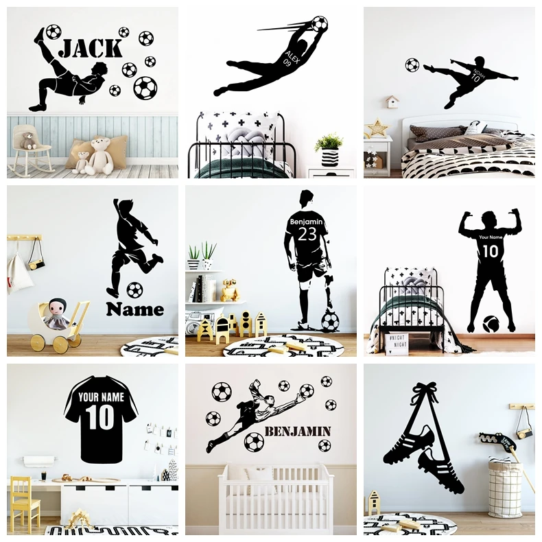 

Large Football Soccer Custom Name vinyl Wall Sticker FC Decals For Kids boys Room Mural Bedroom decor Wall Decal Stickers