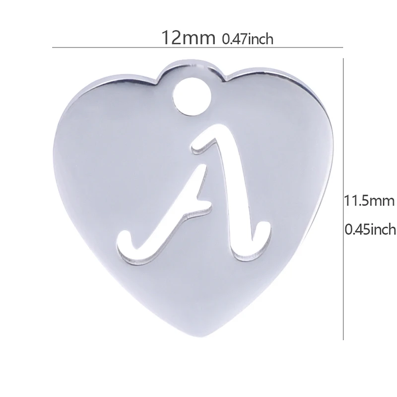 

10pcs/Lot Stainless Steel Heart Shaped Alphabet A-Z Connector Charms Making ABC Letter Pendant Necklaces Jewelry Accessories