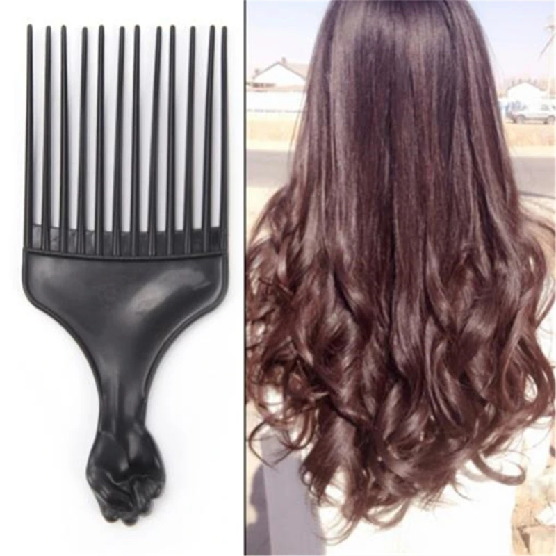 

1 Piece Wide Fork Hairbrush Insert Hair Pick Comb Plastic Gear Comb For Curly Afro Hair Styling Tools