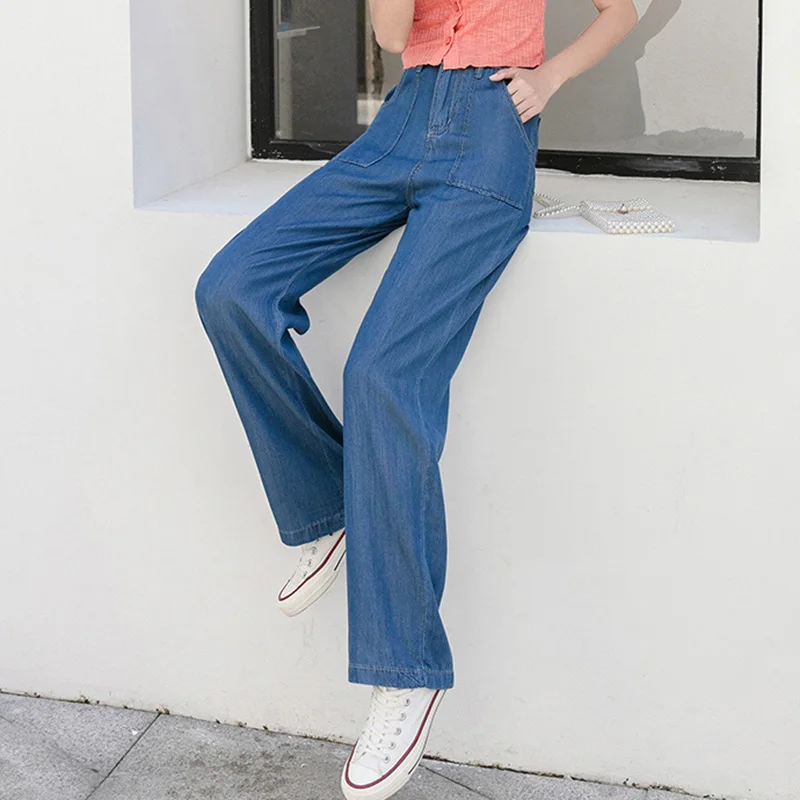 

Summer Thin Plus Size High Waist Wide Leg Straight Loose Jeans for Women S M L XL 2XL 3XL