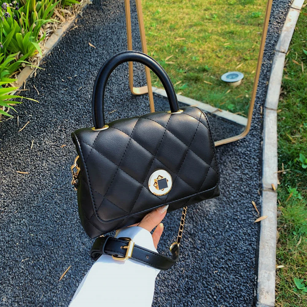 

Woman Handbag PU Leather Chain Shoulder Bag Solid Flap Woman Crossbody Versatile Hasp Ladies Hand Luxury Designer Bolsa Feminina