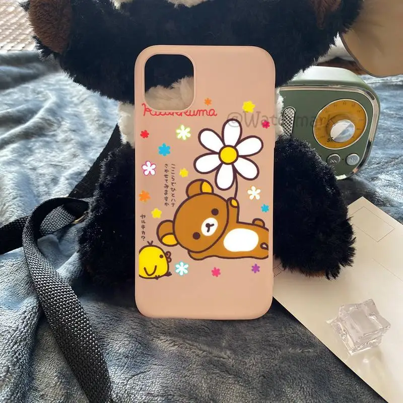 Чехол Rilakkuma для телефона IPhone 11 12 13 Pro Max Mini Xs Xr X 8 7 6s 6 Plus розовый конфетных цветов