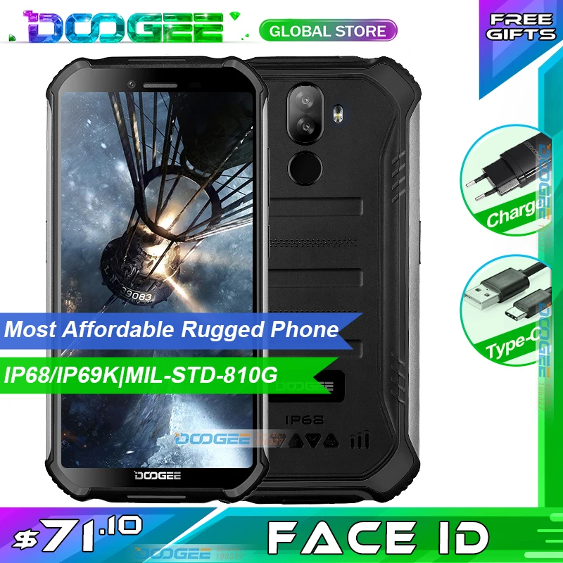 DOOGEE S40 4 GNetwork прочный мобильный телефон 5,5 дюймов дисплей 4650 мАч MT6739 четырехъядерный 3 ГБ ОЗУ 32 Гб ПЗУ Android 9,0 8.0MP IP68/IP69K