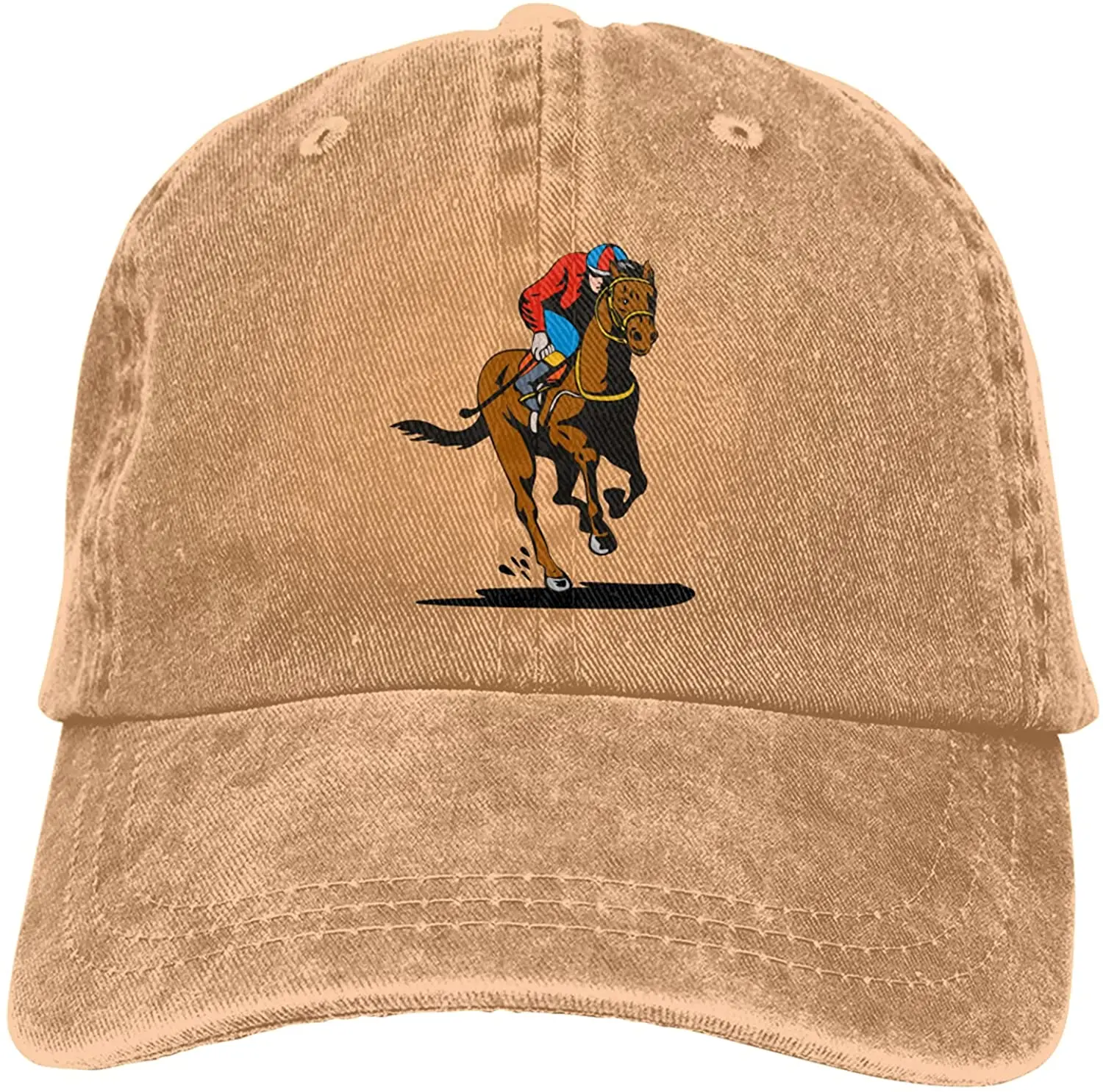 

Регулируемая хлопковая бейсбольная Кепка унисекс с изображением гоночной лошади, ковбойская Кепка, шапки для отца, джинсовая кепка-тракер