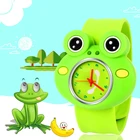 Часы Детские с рисунком лягушки, кварцевые наручные, для девочек и мальчиков, с резиновой вставкой, подарок для детей