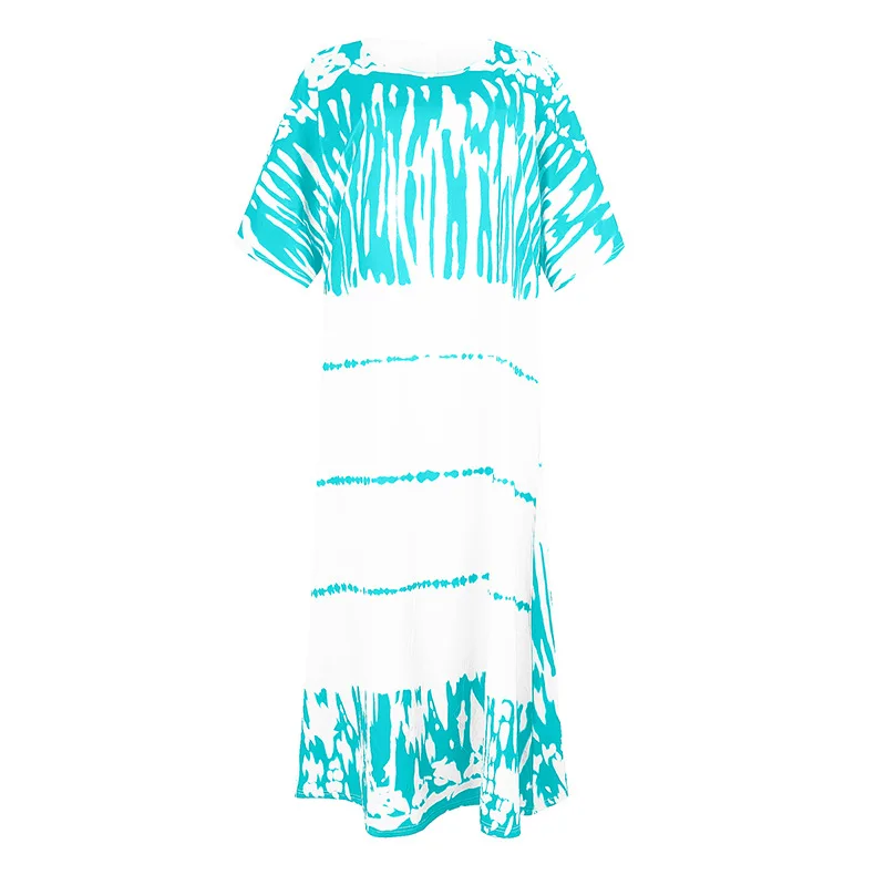 

Spot Summer New Popular European and American Women's Loose Round Neck Printed Dress Om9289 Woman Dress