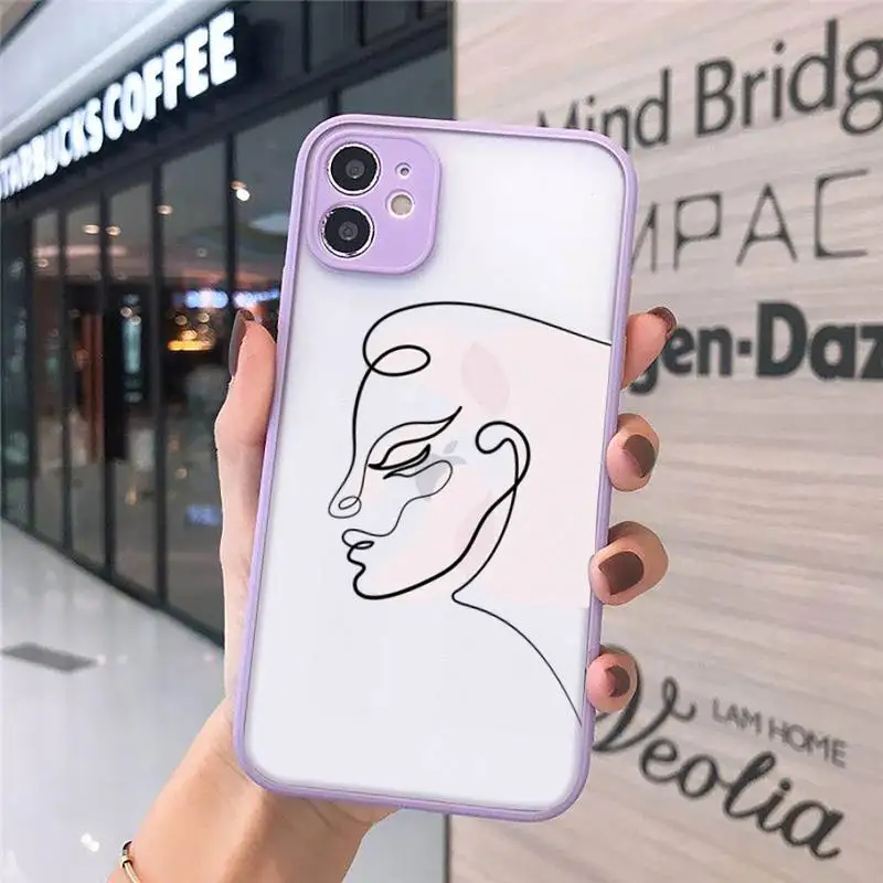 

Art Abstract Phone Cases matte transparent For purple iPhone 7 8 x xs xr 11 12 pro plus max mini Clear Funda