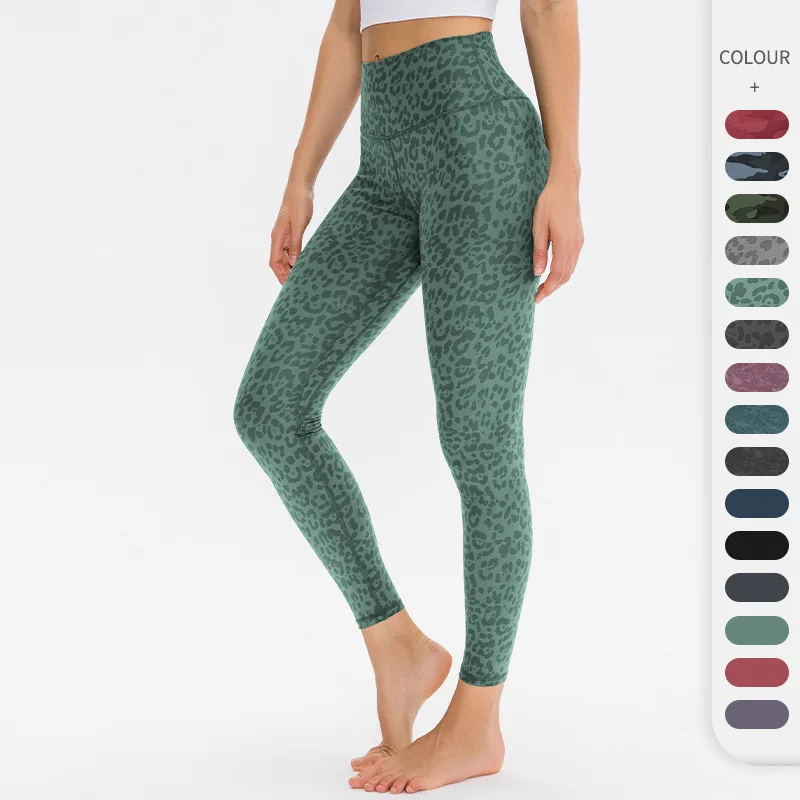 

Леопардовый принт, камуфляжные женские брюки для фитнеса и бега, облегающие штаны для йоги, спортивные брюки с высокой талией
