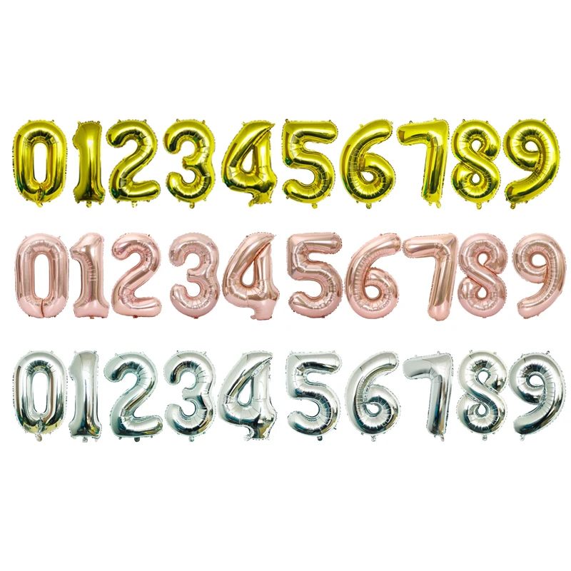 32 дюйма Фольга шара с цифрой большого размера 86X53cm воздушные гелиевые цифры шары
