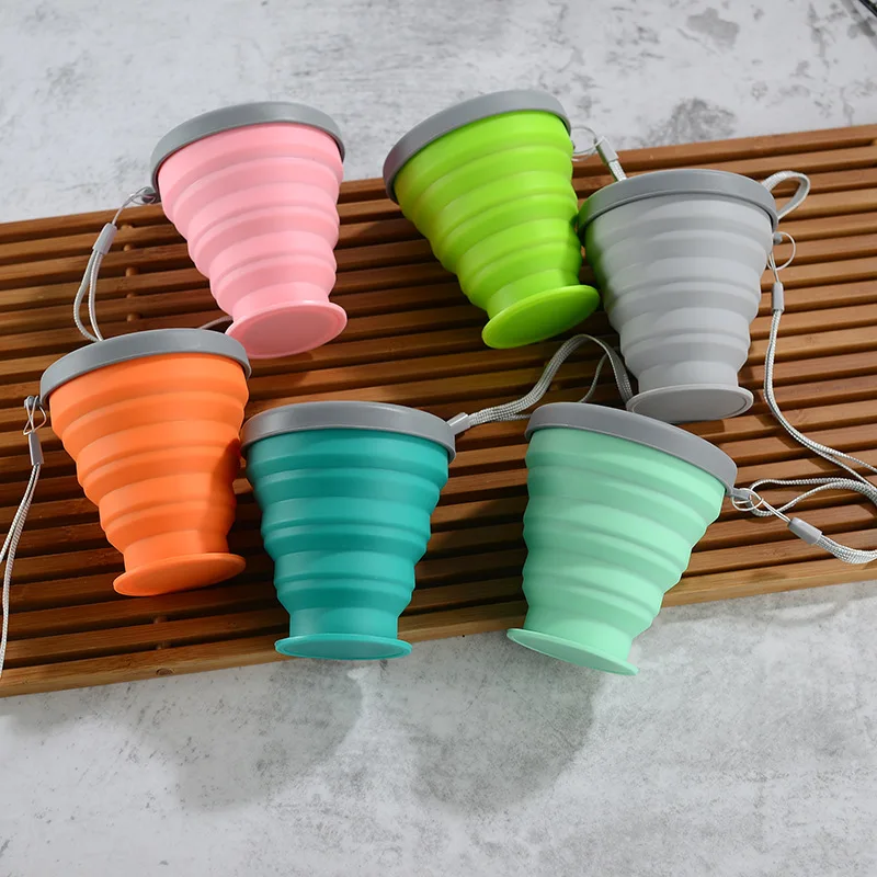 Выдвижные складные чашки для воды 6 цветов телескопические дорожные уличная