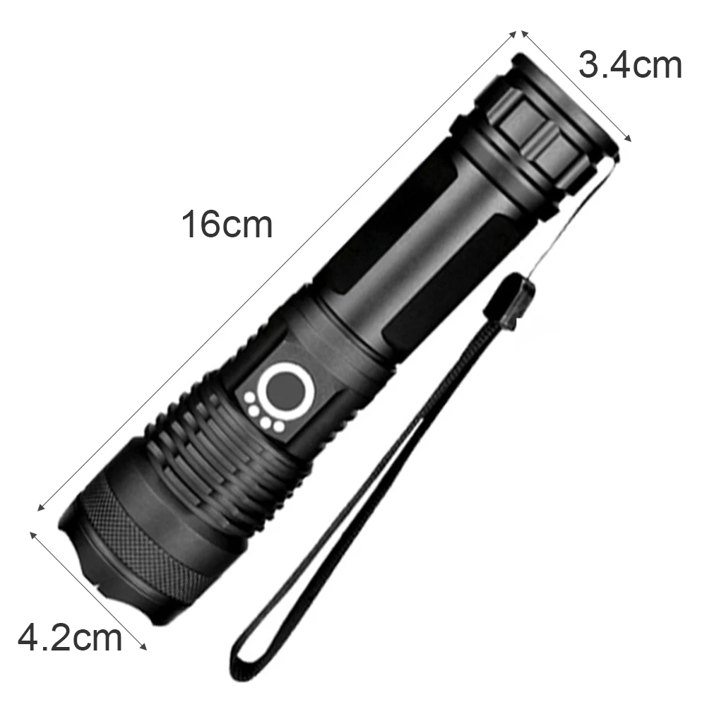 

XHP50 LED Flashlight USB Rechargeable Telescopic Zoom 5 Modes Camping Hiking Emergency Aluminum Alloy Waterproof Night Lamp