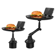 Car Tray Table Adjustable Car Food Tray with Phone Holder Mount Car Food Table for Cup Holders Beverage Bottle Car Swivel Tray