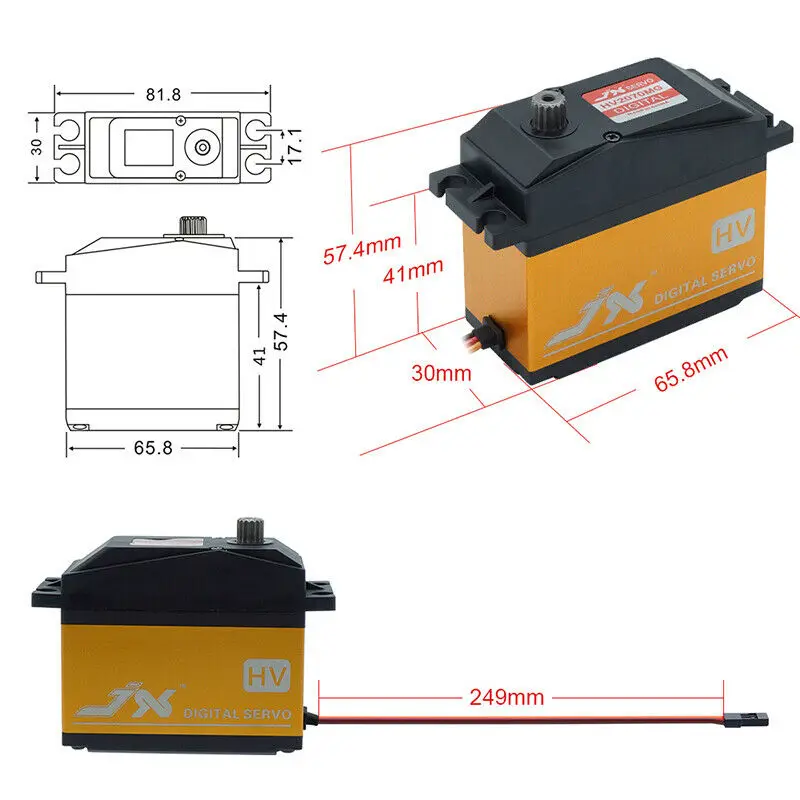 Фото JX Servo PDI-HV2070MG 73 кг металлический сердечник шестерни цифровой сервопривод 1/5 JX Servo PDI-HV2070MG 73 кг металлический сердечник шестерни цифровой сервопривод 1/5